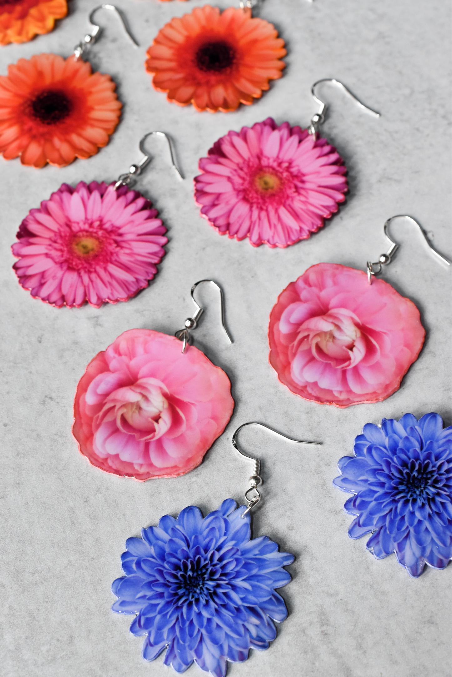 Pink Ranunculus Blossom Flower Earrings