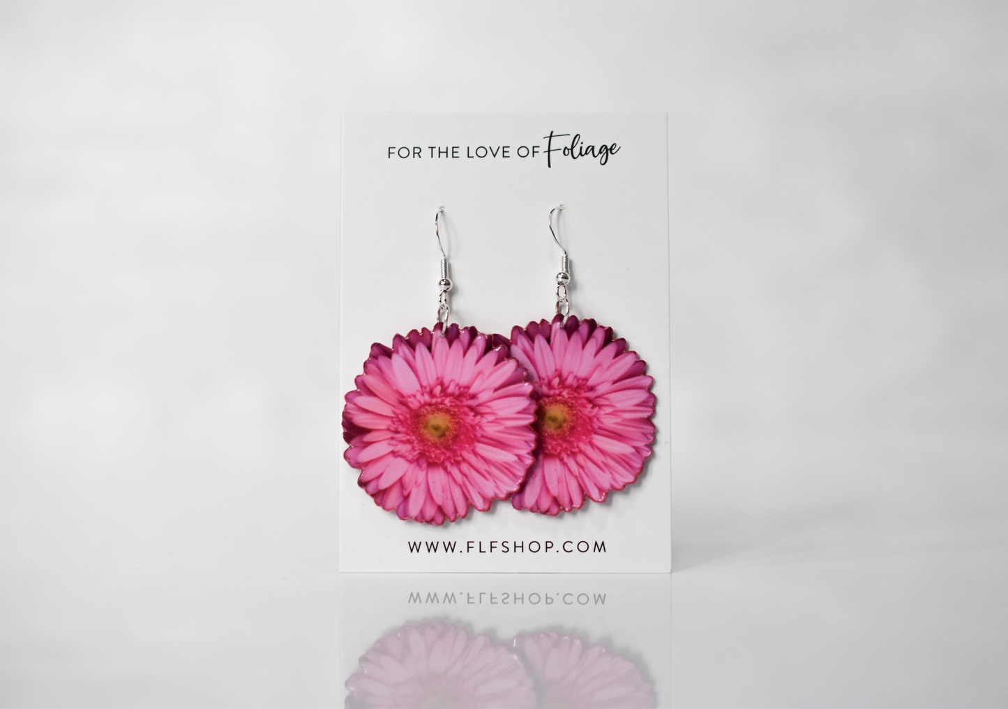 Pink Daisy Blossom Flower Earrings