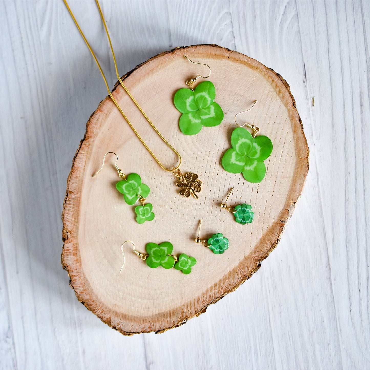 Lucky Shamrock 4-Leaf Clover Earrings | Leaf Earrings | Plant Earrings