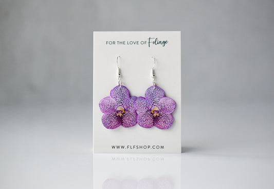 Purple Orchid Bloom Plant Earrings | Blossom Earrings