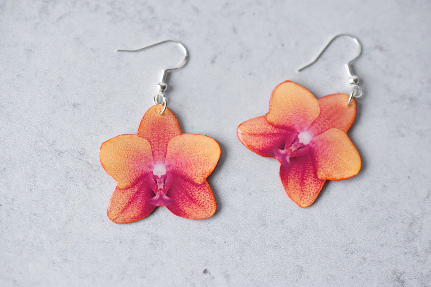 Peach Orchid Bloom Plant Earrings | Blossom Earrings