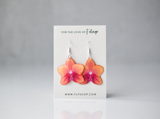 Peach Orchid Bloom Plant Earrings | Blossom Earrings