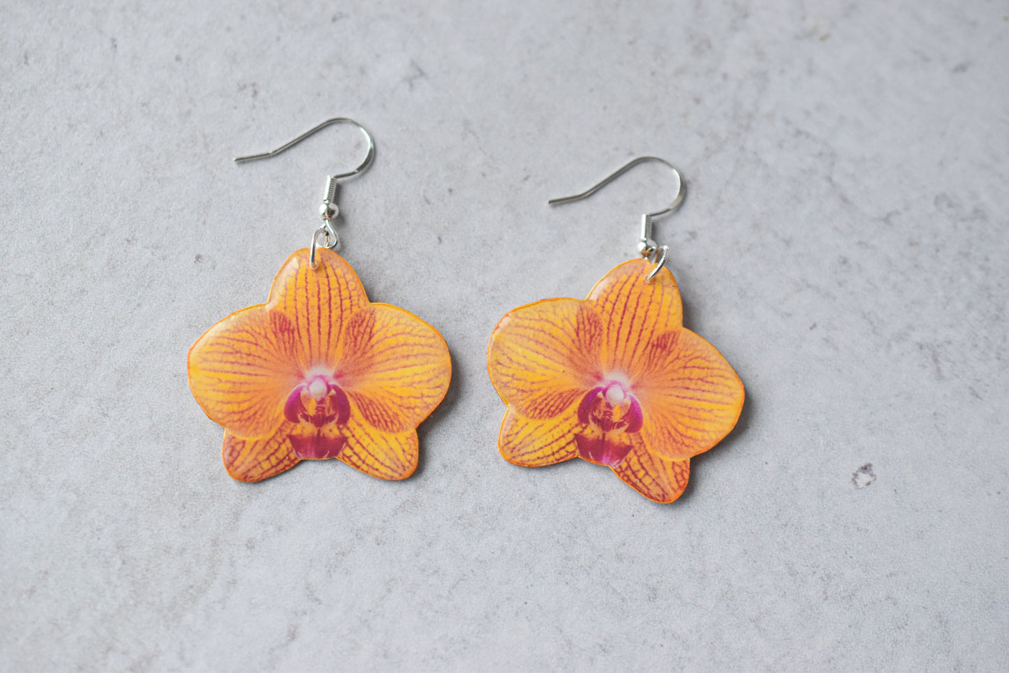 Yellow Orchid Bloom Plant Earrings | Blossom Earrings