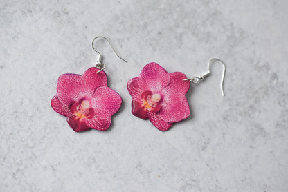 Fuchsia Orchid Bloom Plant Earrings | Blossom Earrings