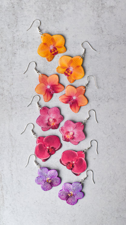 Peach Orchid Bloom Plant Earrings | Blossom Earrings